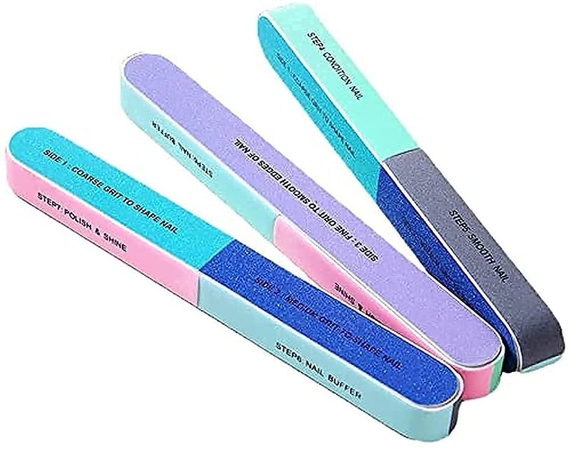Premify nail boards 6 step professional nail file and buffers, 7-way nail buffing blocks, washable emery boards for care manicure nail care manicure tools and cosmetic manicure