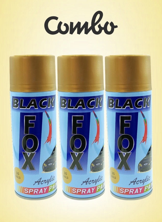 Black Fox Rich Pigment Spray Paint Revitalize Your Vehicle Gold Color 2 pcs - Image 1