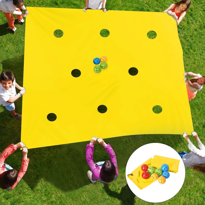 Sonyabecca Hole Tarp Team Building Exercise Activities Games Teamwork Group Learning Fun Playing Yellow,85''Lx57''W - Image 1