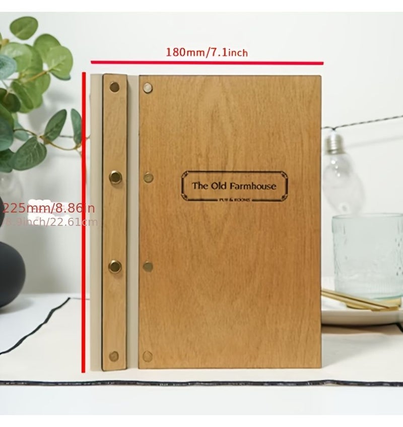 Natural Wood Personalized Menu Folder A5 Size 7 09 8 86 Inch Engraved Logo Restaurant Menu Customizable Cover Pattern And Text Design For Café Home - Image 2