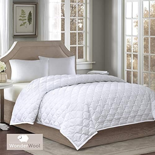 Sleep Philosophy Wonder Wool 300 Thread Count TC Cotton Sateen Double Insertion Wool Blended Bed Blanket, Twin, White - Image 2