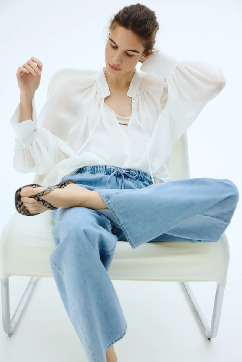 H&M MAMA Denim drawstring trousers