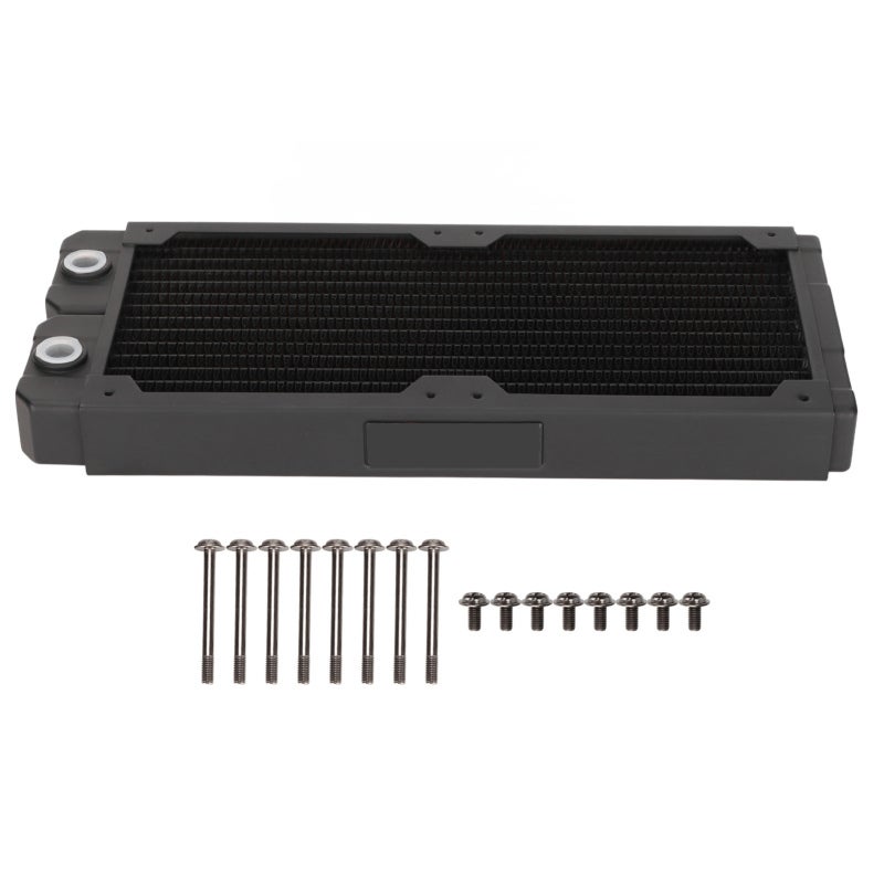 Water Cooling Radiator 14 Flat Pipes Durable Brass & Red Copper Construction - Fast Heat Dissipation Efficient Pc Cooling Radiator for Custom Water Cooling Loop Gaming Pc Build - Image 1