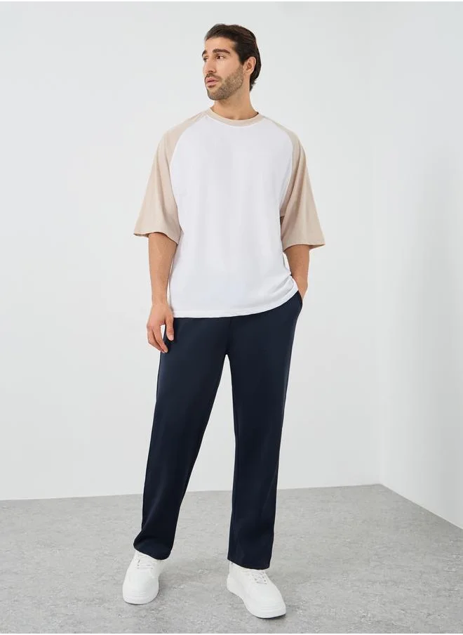ستايلي Styli Mid Rise Relaxed Fit Joggers with Tape Detail