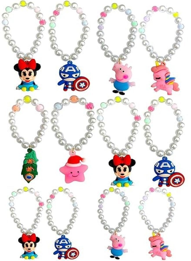 Tera13 TERA 13 Bracelet For Girls | Cartoon Bracelet Band | Girls Multicolor Beads Bracelet | Friendship Bracelet Band | Wrist Band | Return Gifts Bracelet For Kids | Adjustable Bracelet (8 pcs) - Image 1