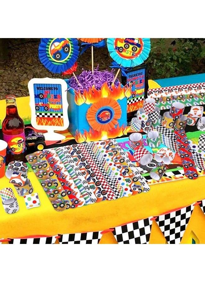 Sawowkuya - 48Pcs Monster Trucks Themed Party Favors Slap Bracelets Kids Adults Classroom Prize Exchanging Gifts Birthday Party Decorations Supplies - Image 1