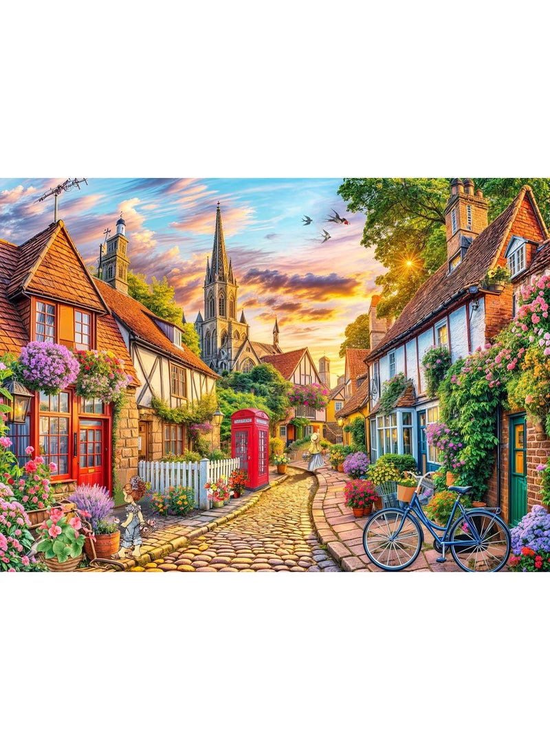 1000 قطعة بازل | لعبة بازل عالية الجودة بأسلوب رسم يدوي لموضوع شوارع المدينة، موضوع العطلة - ترفيه عائلي / هدية تذكارية للصداقة - Image 1