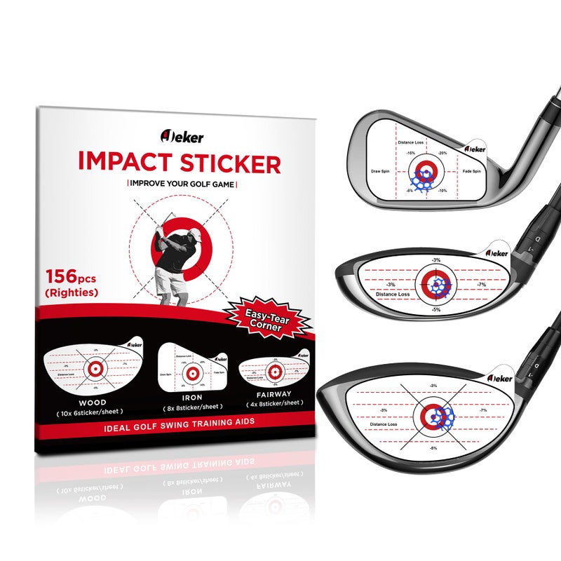 IJEKER Golf Impact Tape - High-Resolution Strike Stickers for Iron, Wood & Fairway Clubs, Non-Residue, Swing Training Aid Impact Labels, Mixed Club Types, 156pcs - Image 1