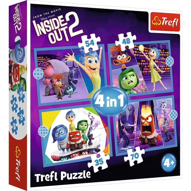 Trefl - Inside Out 2 Emotions Rule 4 in 1 Puzzle (35+48+54+70) Pieces - 34652 - Image 1