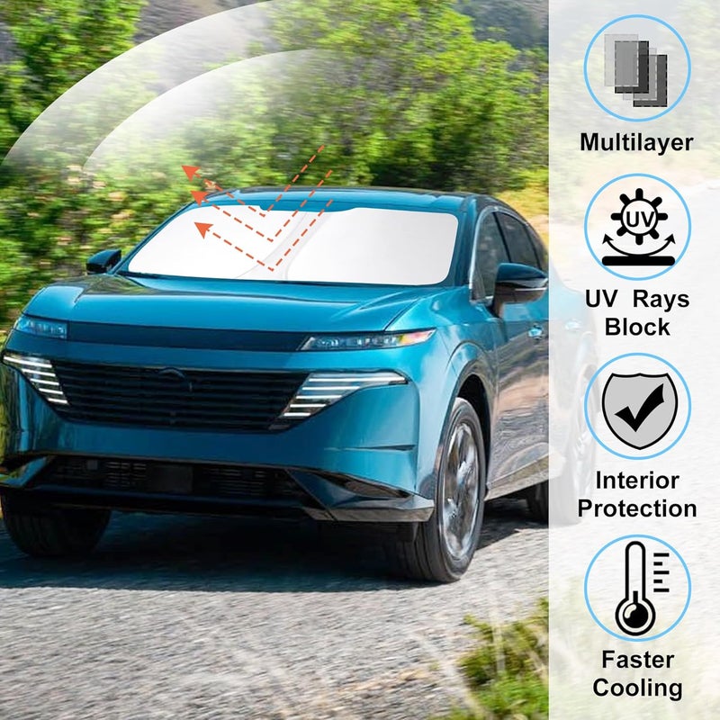 LHFLIVE Windshield Sun Shade Custom Fit for 2025 2026 Nissan Murano Accessories Foldable Sunshade Sun Blocker Front Sun Visor Protector Protect Car from Sun Rays & Heat Damage Keep Car Cooler - Image 2
