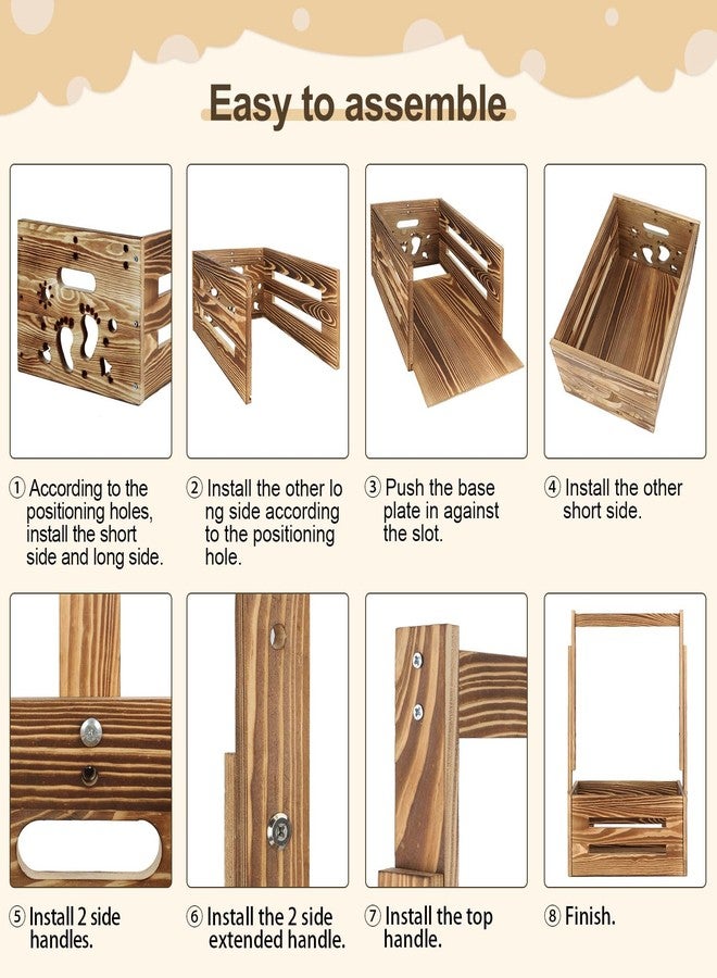TAEYONK Wooden Baby Shower Crate Closet, Baby Shower Basket with 33.5" High Hanger Rack and Swing, DIY Baby Welcome Box with Handle, Easy Assembly Storage Crate for Pregnancy New Parent（Footprint Style） - Image 5
