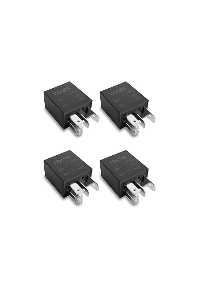 AOCISKA 4 Pack 30A MultiPurpose Automotive Starter Relay 5 Pin 12V Black Heavy Duty Standard Relay for Car Motor - Image 1