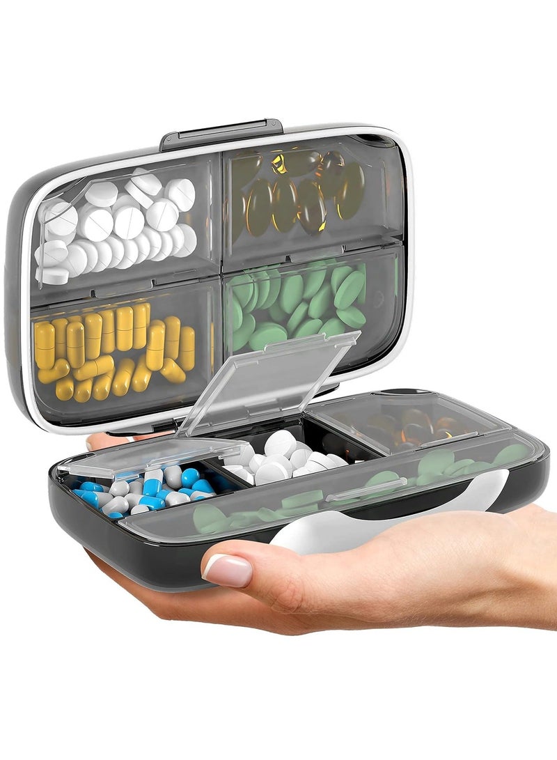 Generic Travel Daily Pill Organizer, 8 Compartments Moisture Proof Small Pill Box for Pocket Purse Daily Pill Case Portable Medicine Vitamin Holder Container Box, Black  - Image 1
