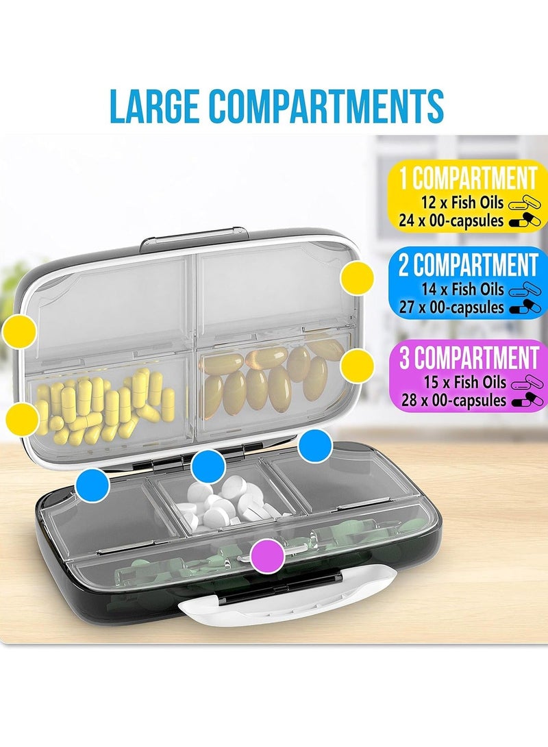 Generic Travel Daily Pill Organizer, 8 Compartments Moisture Proof Small Pill Box for Pocket Purse Daily Pill Case Portable Medicine Vitamin Holder Container Box, Black  - Image 3