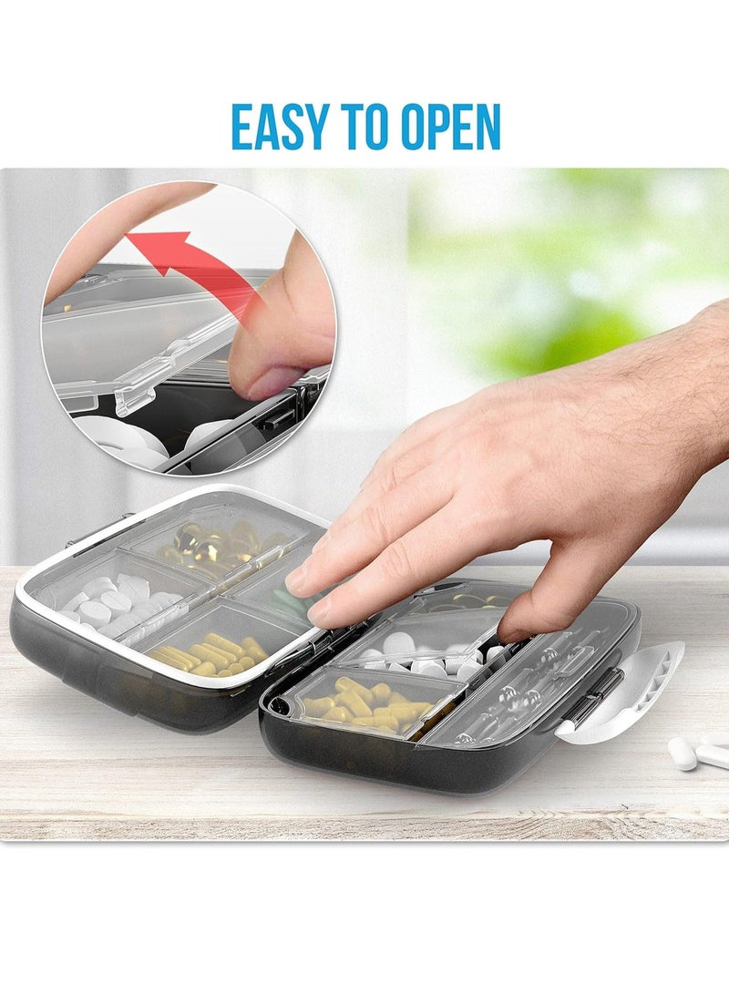 Generic Travel Daily Pill Organizer, 8 Compartments Moisture Proof Small Pill Box for Pocket Purse Daily Pill Case Portable Medicine Vitamin Holder Container Box, Black  - Image 5