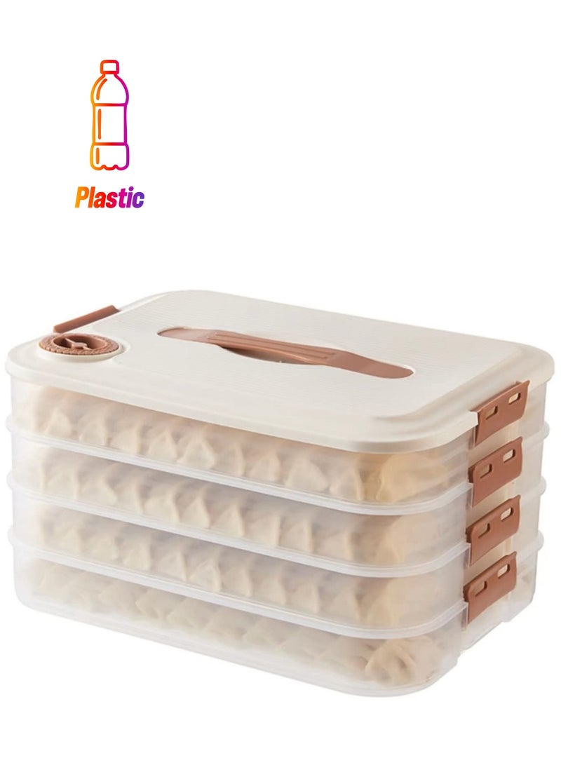 Excefore 4-Layer Food Storage Containe, Dumpling Organizer Transparent, Stackable Food Container Tray Organizer, For Kitchen And Fridge - Image 1