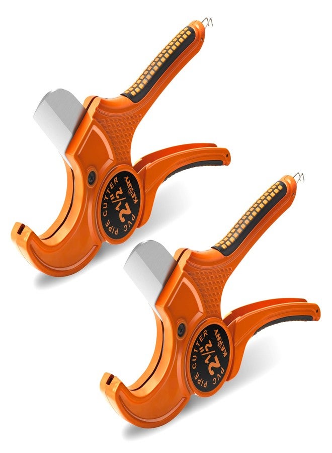 Kerry PVC Pipe Cutter, Up to 2-1/2" Ratcheting Heavy-Duty PEX POLY PE Plastic Hoses and Plumbing Tube Cutting Tool, Stainless Steel Blades, Thicken Aluminum Body Efficient Extended Handle - 2Pack - Image 1