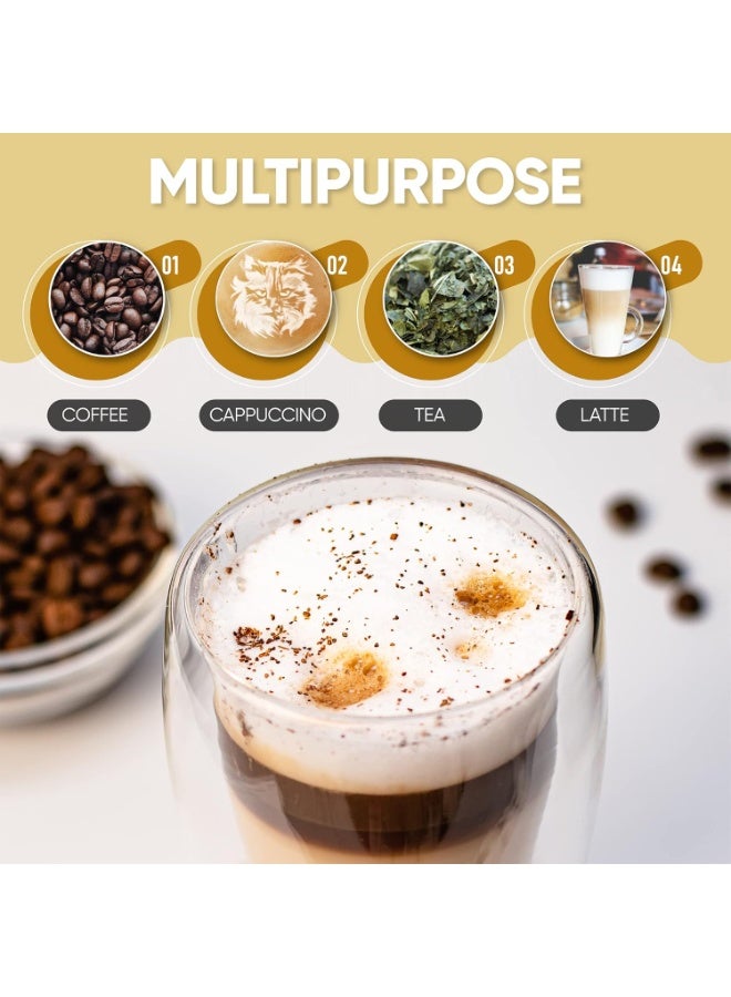 أكواب قهوة زجاجية مزدوجة الجدران من شركة Insulated Coffee Mugs، مزودة بمقبض وغطاء من الخيزران، أكواب زجاجية شفافة للقهوة والشاي واللاتيه والكابتشينو والإسبريسو، سعة 16 أونصة (مجموعة من قطعتين). - Image 3