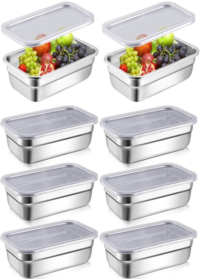 Suttmin 8 Pcs 304 Stainless Steel Food Storage Containers with Lid Hotel Pans for Kitchen Home Catering Food Prep Restaurant Buffet Hotel(2.5 Inch Deep) - Image 1