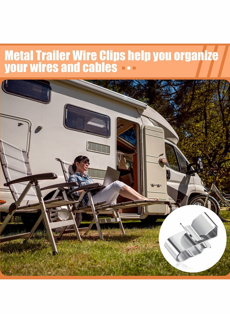 Excefore Trailer Frame Wire Clips Stainless Steel Clips Metal Cable Clips 22.5 mm 0.89 Inch Solar Panel Wire Clip Double Wire Trailer Wire Clips Wire Clamps for PV Wiring Boat Cable 50 Pcs  - Image 3