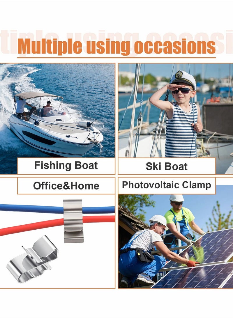 Excefore Trailer Frame Wire Clips Stainless Steel Clips Metal Cable Clips 22.5 mm 0.89 Inch Solar Panel Wire Clip Double Wire Trailer Wire Clips Wire Clamps for PV Wiring Boat Cable 50 Pcs  - Image 5