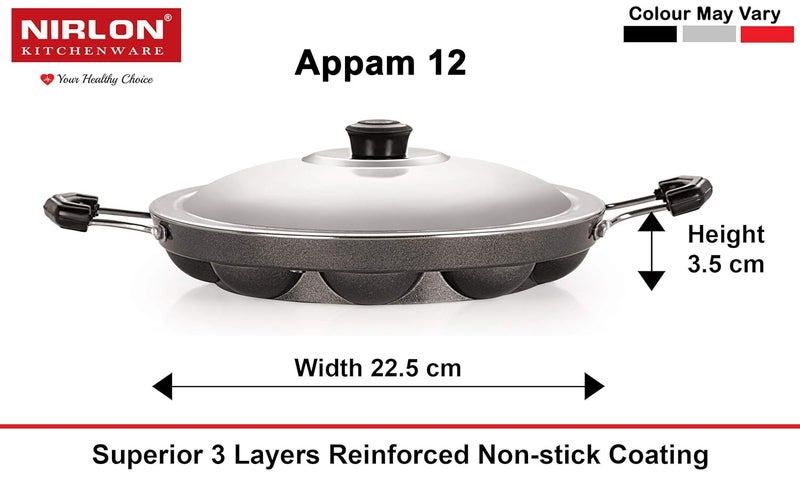 Nirlon Nirlon NonStick Aluminium Pfoa Free NonToxic Durable KitchenwareBlack Red_Combo Set AP12_GP245_CS24  - Image 2