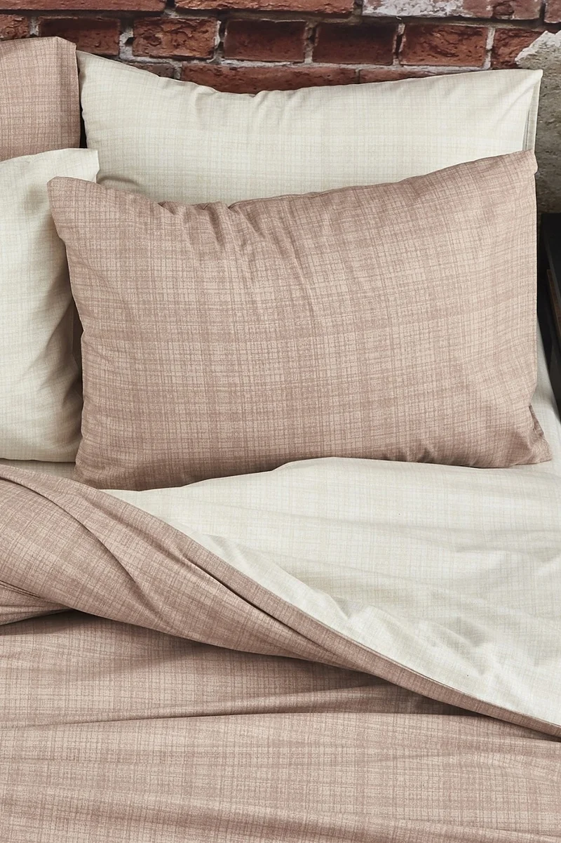 cottonevs Evtekstil Cotton Double Coffee Cream Double Sided Duvet Cover Set