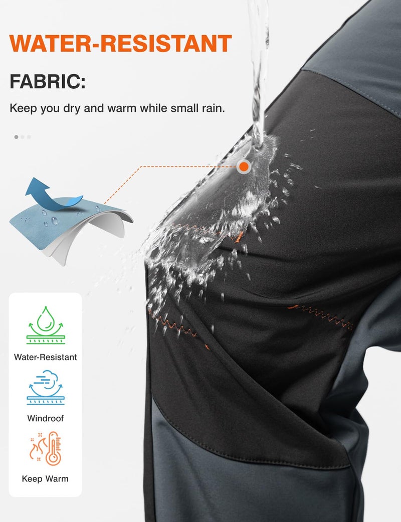 TBMPOY Men's Snow Ski Hiking Pants Waterproof Winter Fleece Lined Pants Camping Skiing Ice Fishing Pants with Belt 02 Thick Grey S - Image 4