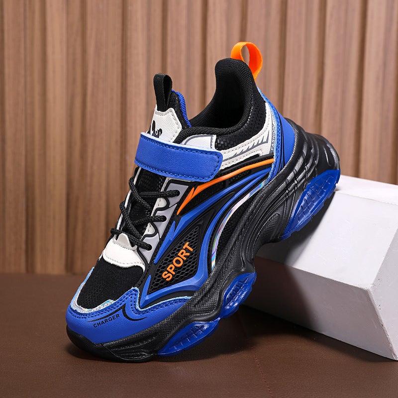 Wow Spring New Style Medium And Large Kidsren'S Boys' Shoes Sports Shoes Leather Non-Slip Velcro Student Kidsren'S Shoes Trendy - Image 1