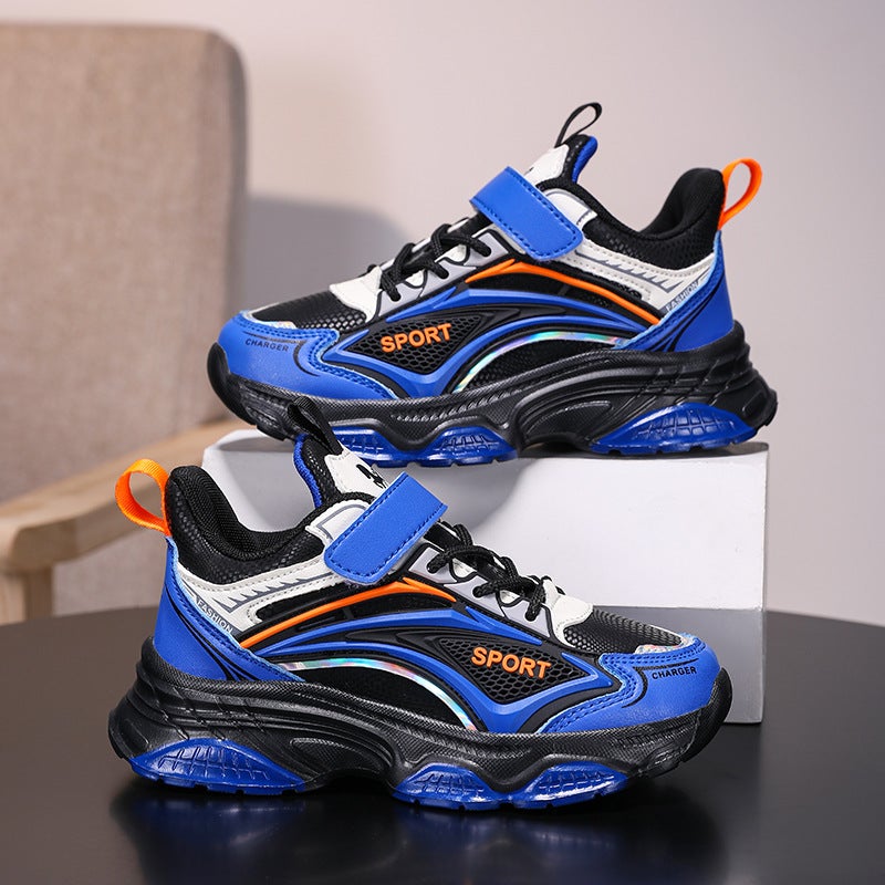 Wow Spring New Style Medium And Large Kidsren'S Boys' Shoes Sports Shoes Leather Non-Slip Velcro Student Kidsren'S Shoes Trendy - Image 4