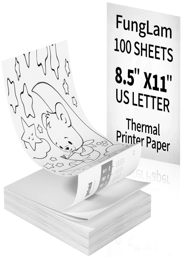 FungLam Thermal Printer Paper 8.5” x 11”,Thermal Papers,Continuous Thermal Printer Paper, MultipurposeThermal Paper for PortableThermal Printers,JADENS/Itari Printers,100 Sheet. - Image 1