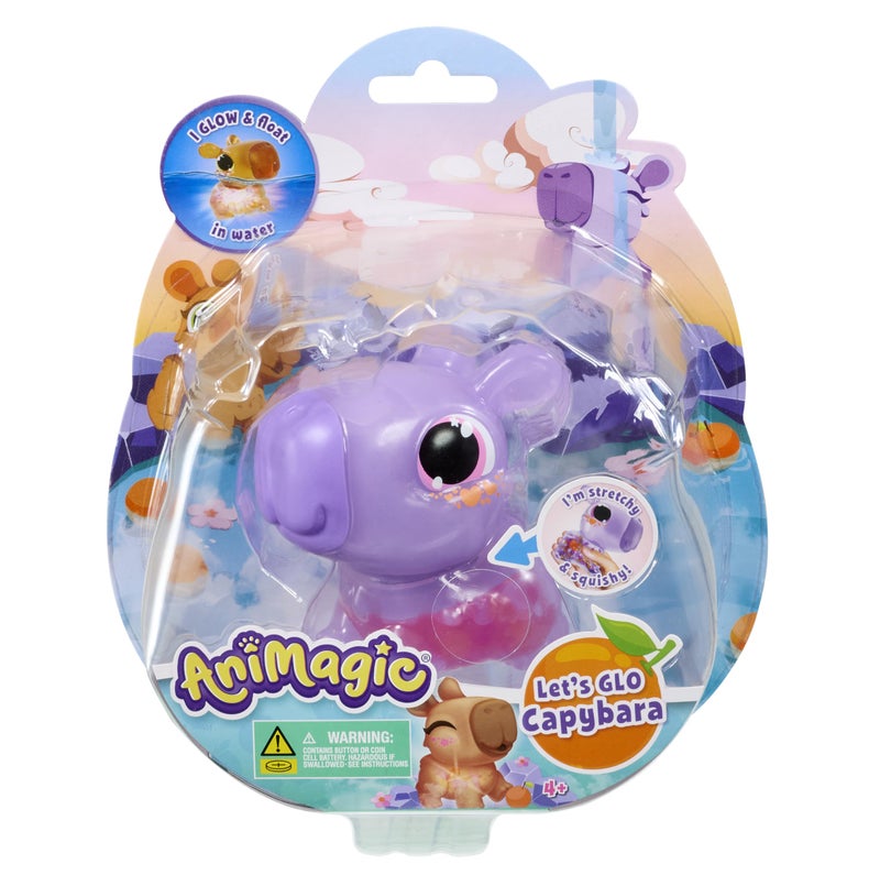 Animagic Let's Glo Capybara Purple | Squishy Water Toy Floats and Glows | Ages 4+ - Image 1