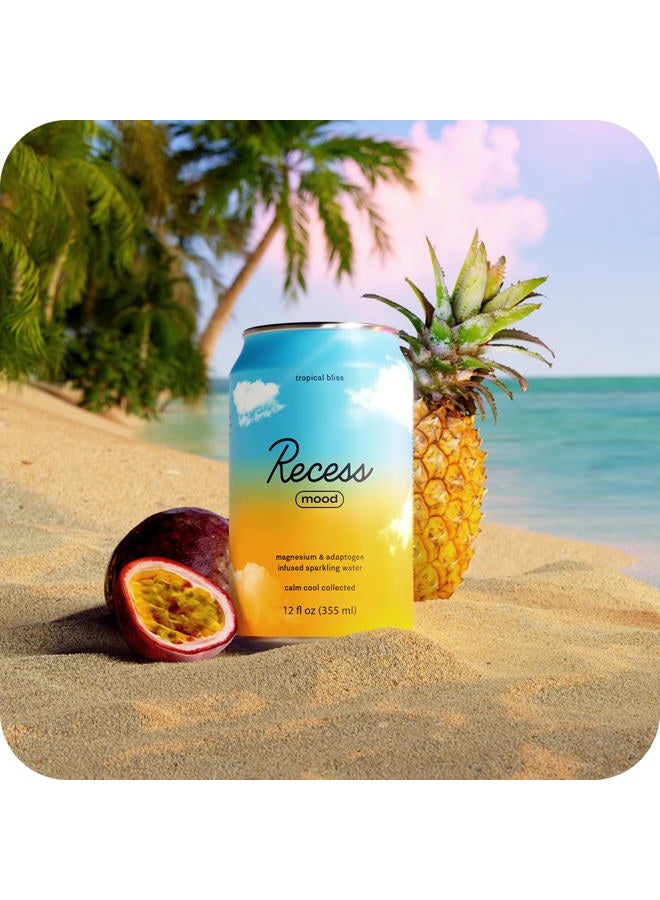 RECESS Mood Magnesium & Adaptogen Drink, Relaxation Beverage, 12 Ounce (Tropical Bliss, 12 Pack) - Image 2