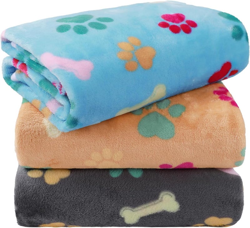 LINENLUX 3-Piece Soft Plush Dog Blanket Set - Cozy Flannel for Puppies, Cats & Pets - Image 1