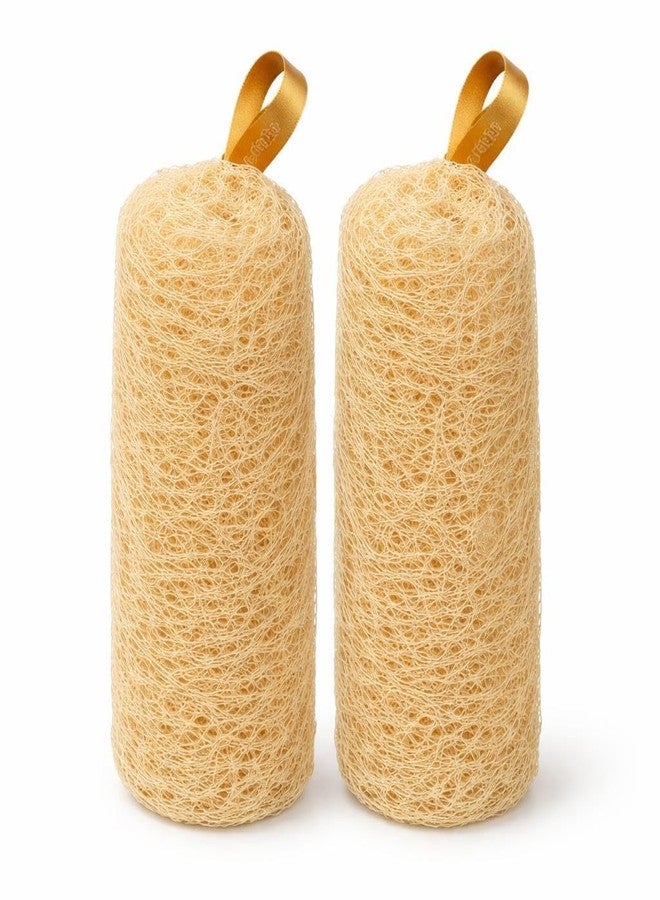 ink craft Natural Loofah Scrubber for Bathing - 100% Organic Dried Luffa Sponge - Body Loofah Scrubber for Men & Women - Back & Body Scrubber - Exfoliating Bath Sponge - (Pack of 2/Cylindrical) - Image 1