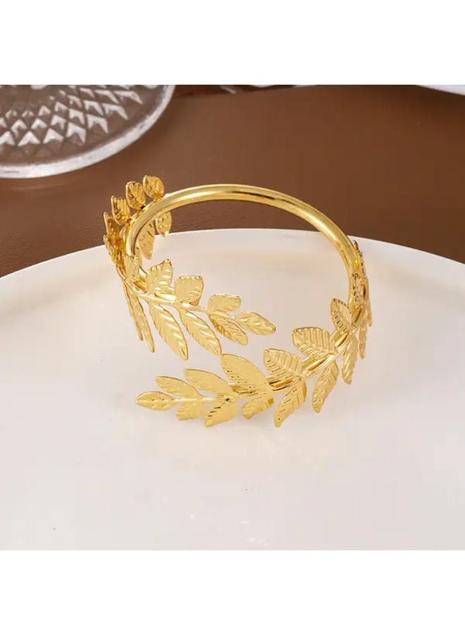 Silvery Metal Napkin Rings With Simulated Leaf Design Elegant Table Decor For Parties Weddings - Image 5