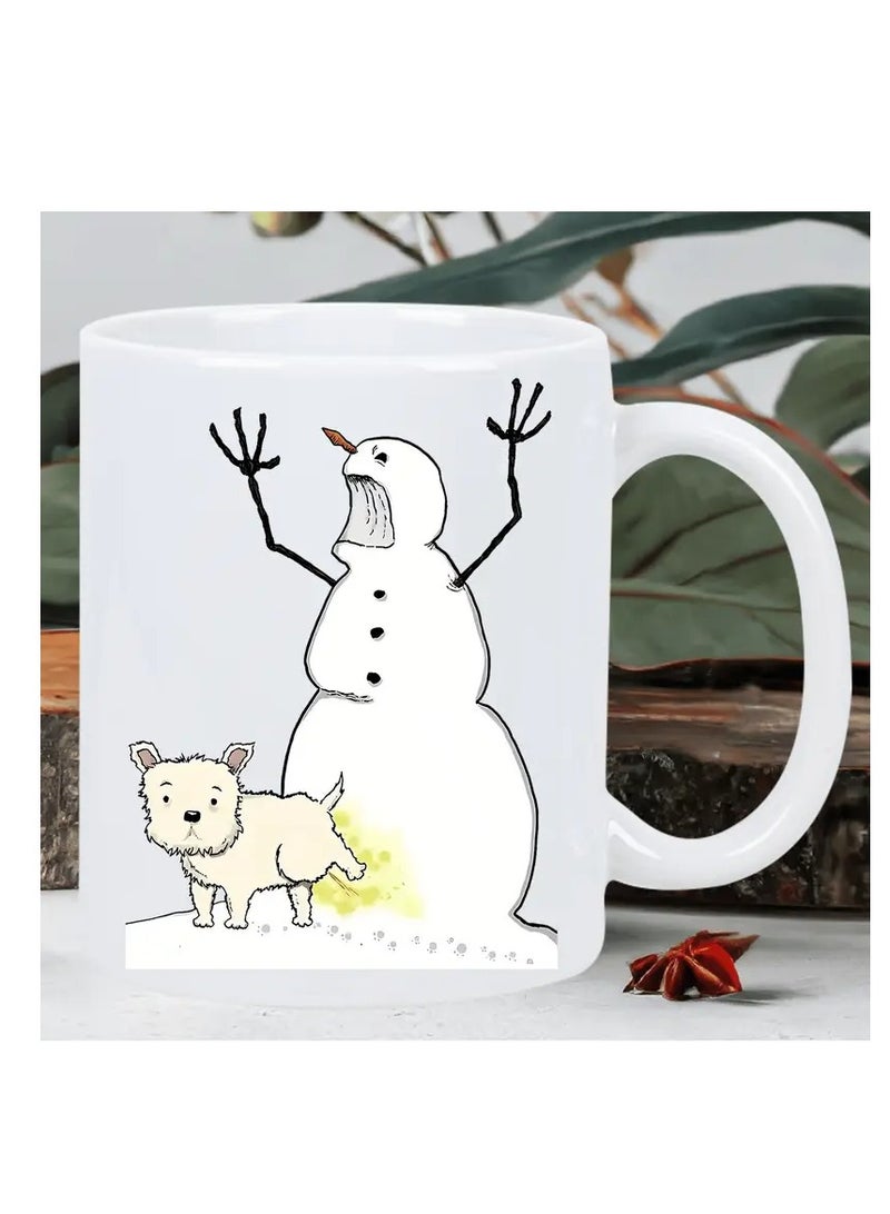 RYN Charming Snowman & Dog Ceramic Coffee Mug - Insulated, Reusable, Perfect Gift for All Ages - Image 1