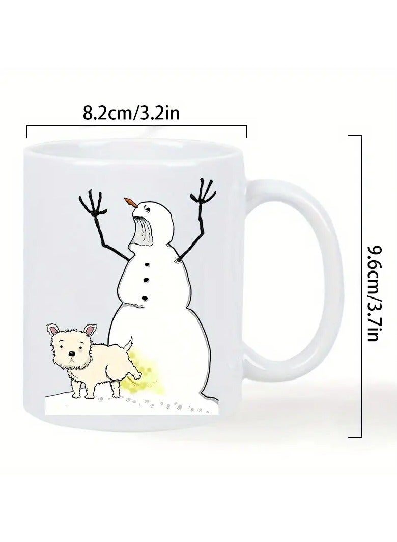 RYN Charming Snowman & Dog Ceramic Coffee Mug - Insulated, Reusable, Perfect Gift for All Ages - Image 2