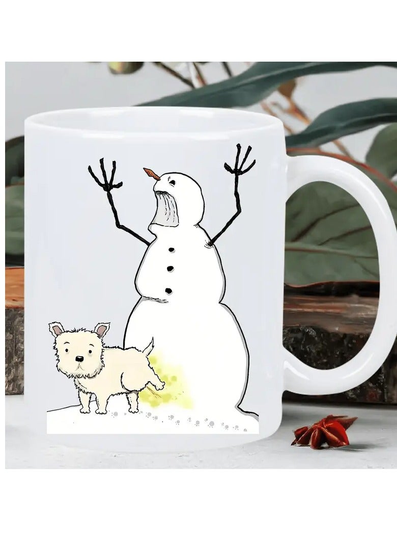 RYN Charming Snowman & Dog Ceramic Coffee Mug - Insulated, Reusable, Perfect Gift for All Ages - Image 4