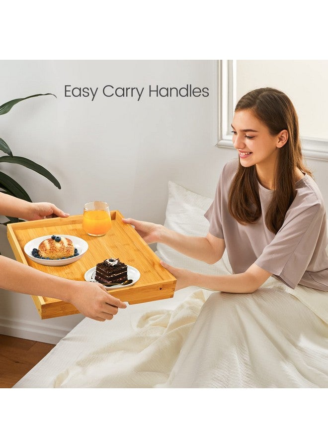 Pipishell Bamboo Bed Tray Table, Large Breakfast Tray - 21.7x14 Inch with Folding Legs, Multipurpose Serving Tray Use As Portable Laptop Snack Table, for Working, Eating, Reading by Pipishell - Image 5