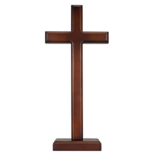ARCHOBAN 12.8" Wooden Cross – Standing or Hanging Christian Cross, Solid Wood Wall Cross for Home or Prayer Room - Image 1