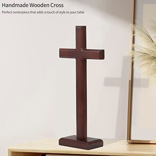 ARCHOBAN 12.8" Wooden Cross – Standing or Hanging Christian Cross, Solid Wood Wall Cross for Home or Prayer Room - Image 3