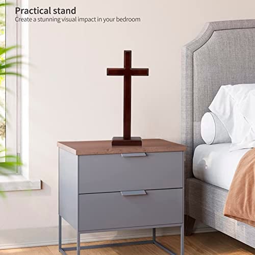 ARCHOBAN 12.8" Wooden Cross – Standing or Hanging Christian Cross, Solid Wood Wall Cross for Home or Prayer Room - Image 5