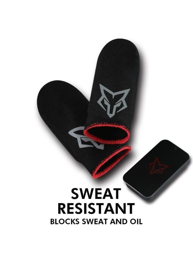 Fox Premium Gaming Finger Sleeves 2 Pairs (4-Pack with Box) – Breathable Sweatproof Carbon Fiber Finger Gloves for PUBG Mobile & COD – Anti-Slip High Sensitivity Touchscreen Finger Cots for Mobile Gaming iPhone & Android - Image 3
