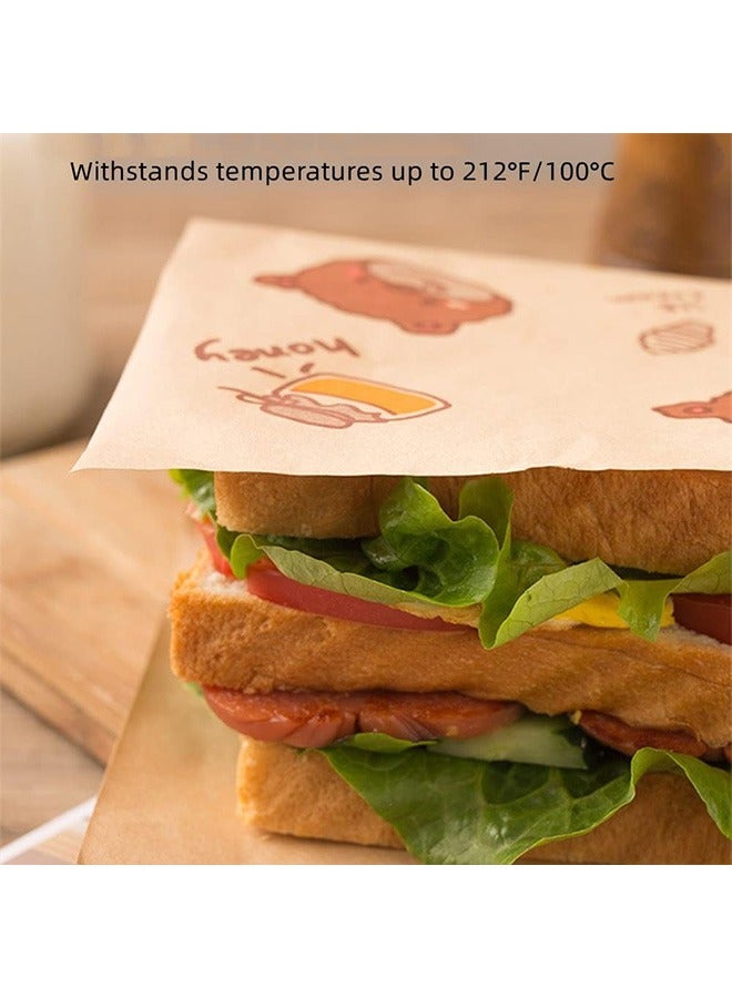 100Pcs Paper Sandwich Bags, Lunch Bags, Kraft Paper Bags, Recyclable Kitchens Paper,  7x7" Flat Kraft Wrap Sheet, Burger Wrappers for Snacks Cookie Bread  - Image 4