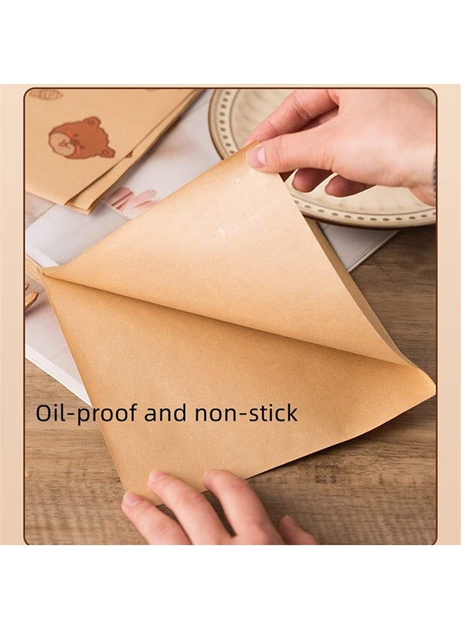 100Pcs Paper Sandwich Bags, Lunch Bags, Kraft Paper Bags, Recyclable Kitchens Paper,  7x7" Flat Kraft Wrap Sheet, Burger Wrappers for Snacks Cookie Bread  - Image 3