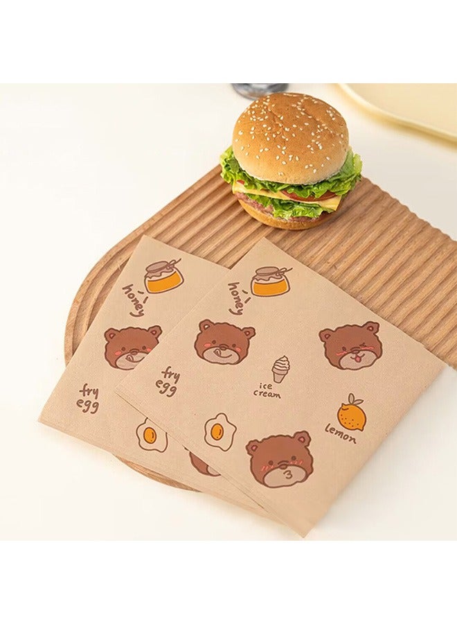 100Pcs Paper Sandwich Bags, Lunch Bags, Kraft Paper Bags, Recyclable Kitchens Paper,  7x7" Flat Kraft Wrap Sheet, Burger Wrappers for Snacks Cookie Bread  - Image 2