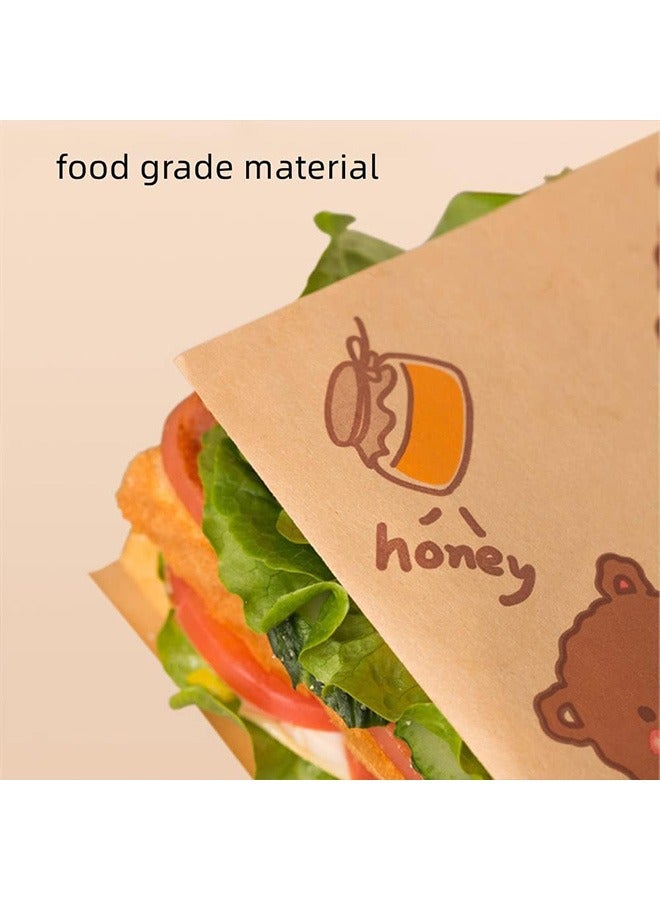 100Pcs Paper Sandwich Bags, Lunch Bags, Kraft Paper Bags, Recyclable Kitchens Paper,  7x7" Flat Kraft Wrap Sheet, Burger Wrappers for Snacks Cookie Bread  - Image 5