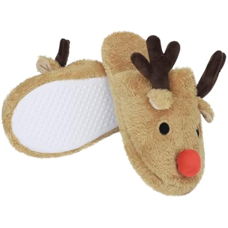 إسكدنيا شبشب نسائي من الميموري فوم، بتصميم حيوانات لطيفة زغبية للكريسماس والرنة، شبشب داخلي دافئ من الصوف بطول الكاحل، حذاء منزلي - Image 4