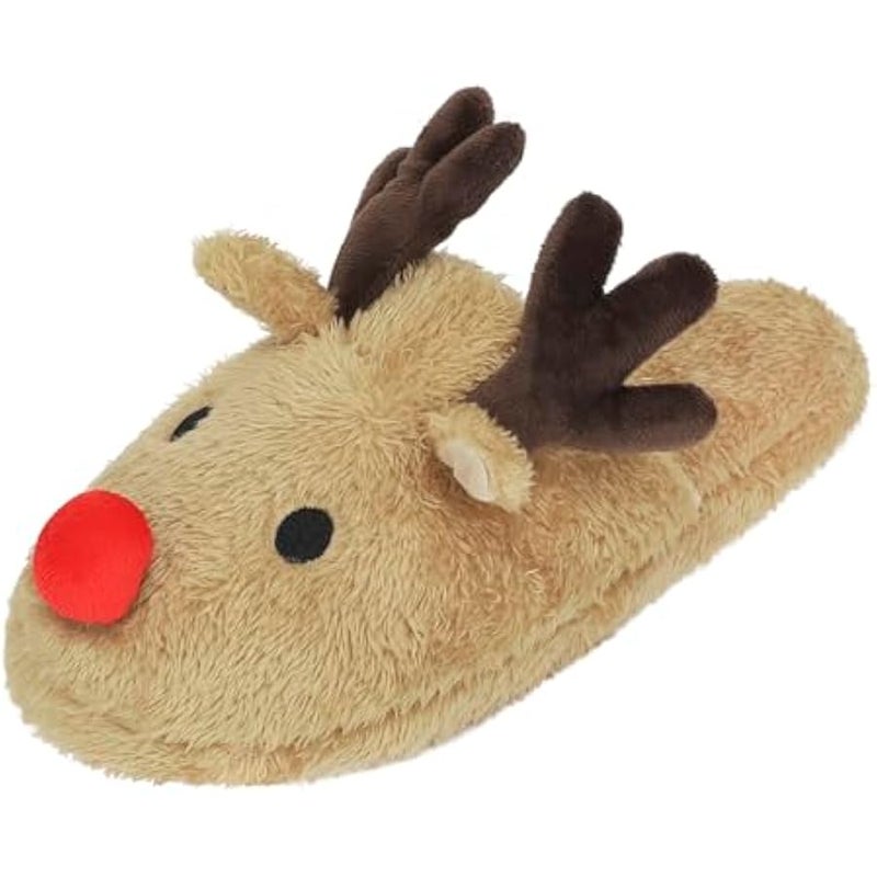 إسكدنيا شبشب نسائي من الميموري فوم، بتصميم حيوانات لطيفة زغبية للكريسماس والرنة، شبشب داخلي دافئ من الصوف بطول الكاحل، حذاء منزلي - Image 5